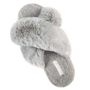Womens cross plush slippers